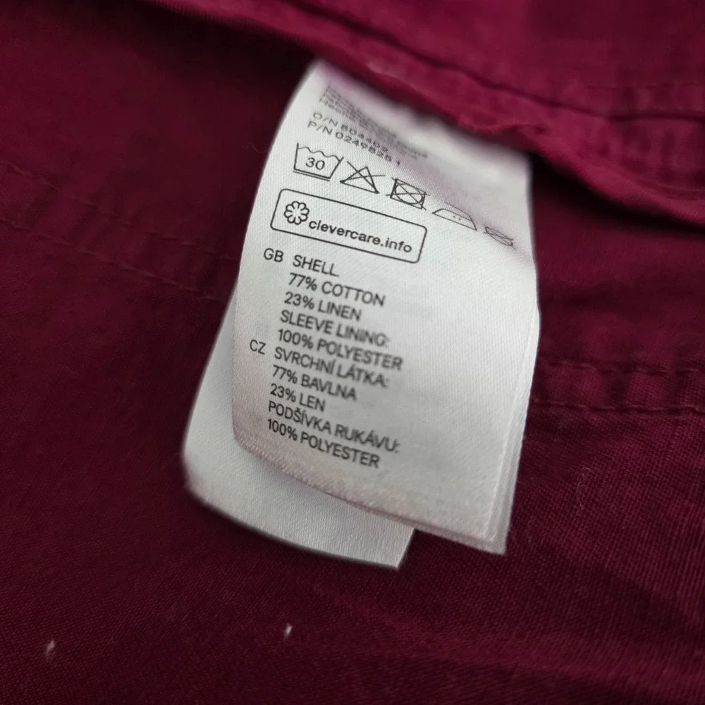H&M Men's‎ Sport Coat Blazer Two Button Maroon Cotton Linen Blend Size 36R Slim